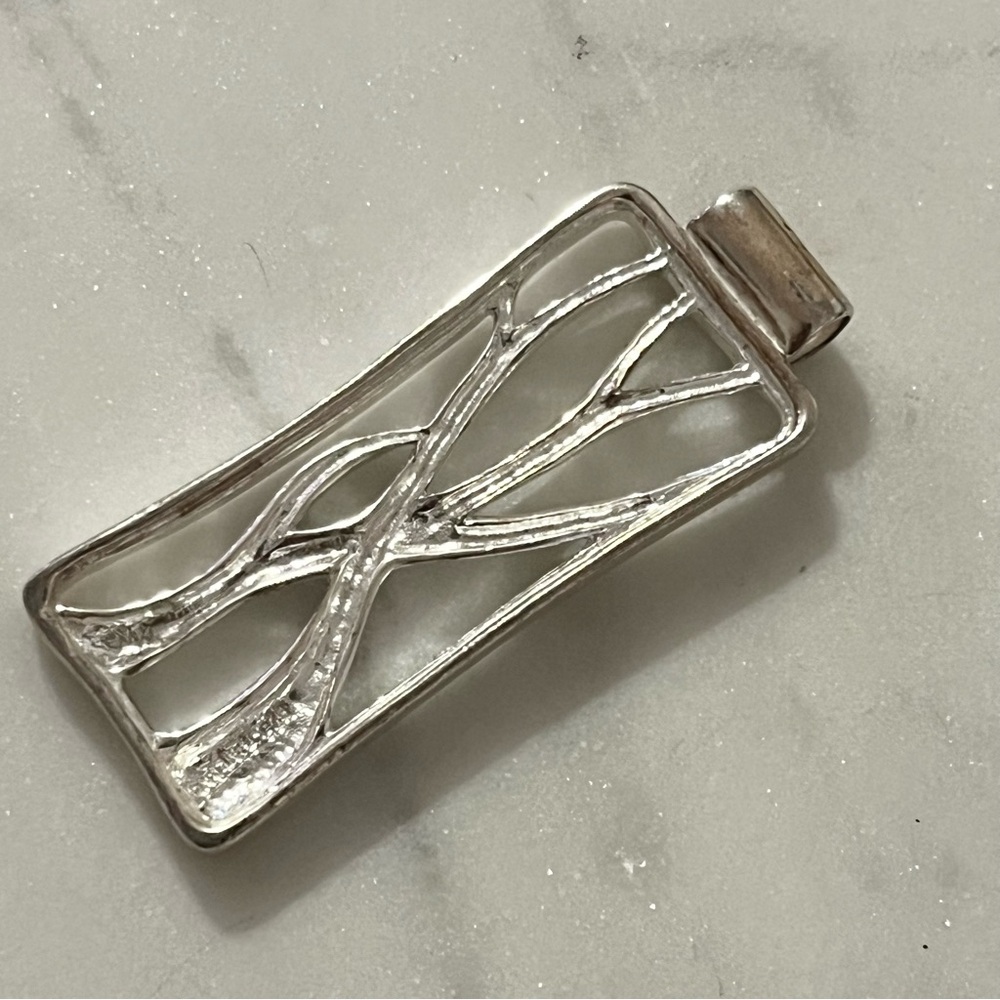 Abstract Rectangular Cutout Sterling Silver Penda… - image 8